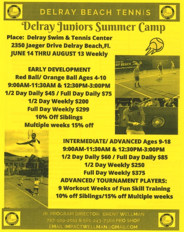 Delray Junior Summer Tennis Camp 2021